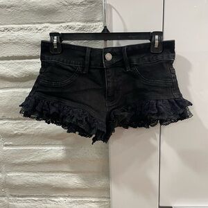 🚫🚫SOLD🚫🚫 Black goth Lolita lace trim shorts Current Mood Dolls Kill